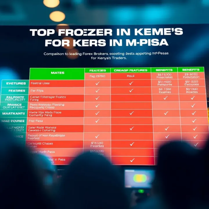 Comparison chart showing features and benefits of top forex brokers supporting M-Pesa in Kenya