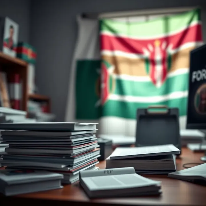 Forex PDF Guides and Educational Resources for Kenyan Traders Collection of forex PDF guides and educational materials neatly arranged on a desk with a Kenyan flag in the background