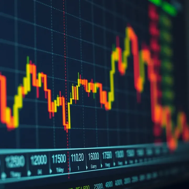 Chart displaying currency exchange rate trends with upward and downward movements