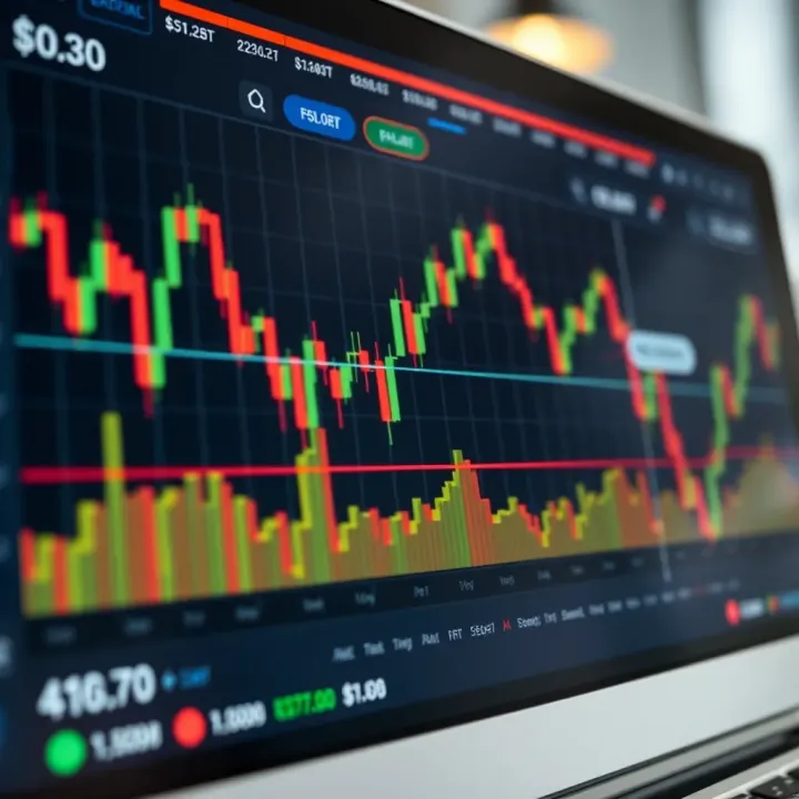 Chart showing forex trading platform interface with currency pairs and candlestick patterns