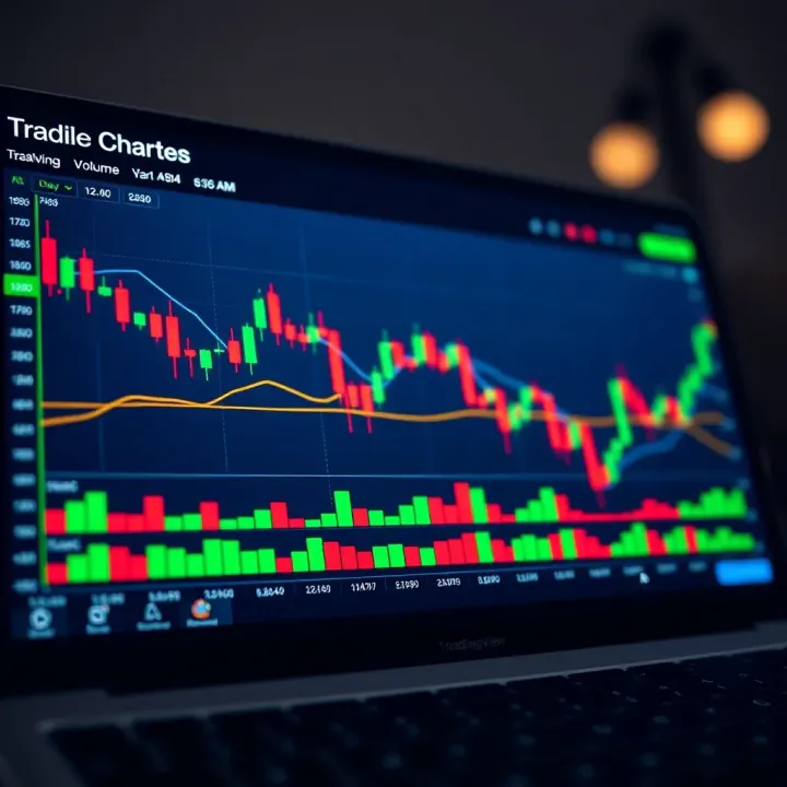 TradingView chart displaying various financial instruments with candlestick patterns and volume indicators