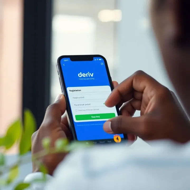 Registration and Account Setup on Deriv App in Kenya User navigating the Deriv app registration screen on a mobile device with Kenya flag icon
