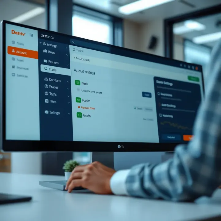 User dashboard showing account settings and customization options on Deriv trading platform