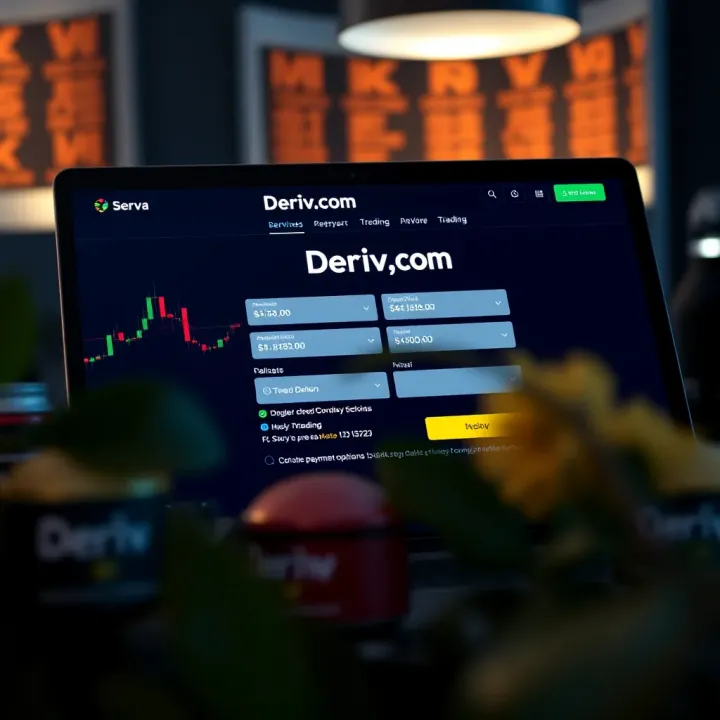 User interface showing account registration form on Deriv.com with Kenyan payment options