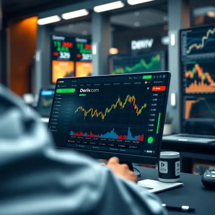 Screenshot of Deriv.com dashboard displaying trading platform features and navigation tools