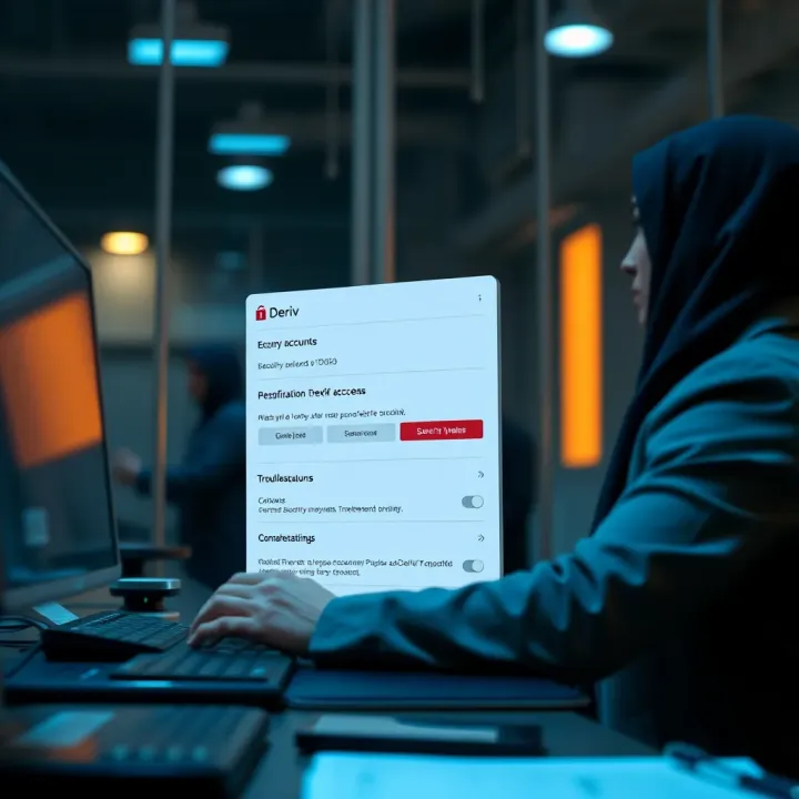 Managing Security and Troubleshooting on Deriv Real Account User managing account settings showing security options and troubleshooting features on Deriv platform
