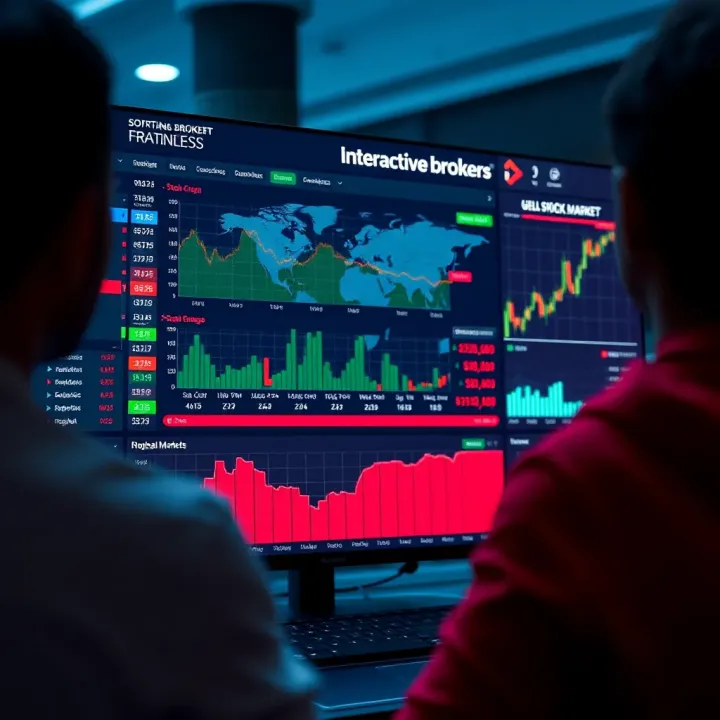 Interactive Brokers Platform Showcasing Global Stock Markets Dashboard interface of Interactive Brokers displaying global market stocks and trading options