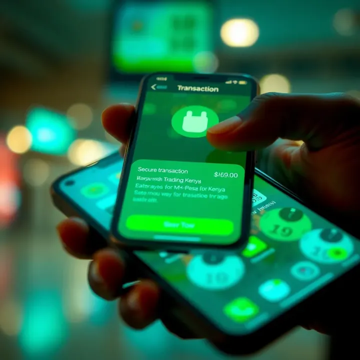 Secure Transactions and Management Using M-Pesa for Trading in Kenya Secure transaction notification on mobile phone with Kenyan currency symbols