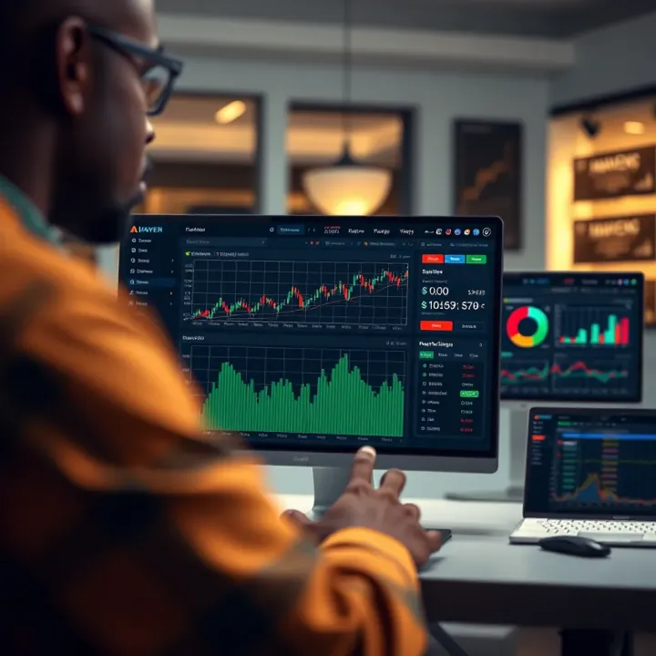Dashboard display of Maven Trading platform highlighting key features and tools for market analysis
