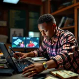 Conceptual graphic showing online income streams and safety tips for Kenyan users