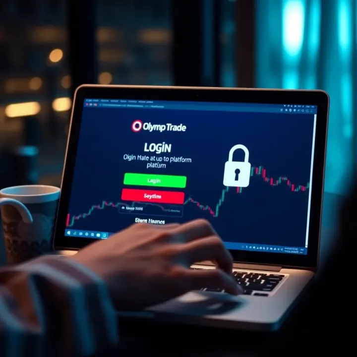 User logging into Olymp Trade platform securely on a laptop