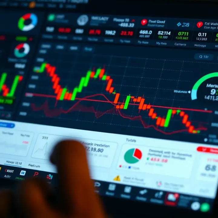 Cryptocurrency Trading Platform with Essential Tools Screenshot of a cryptocurrency trading platform showing portfolio overview and trading tools