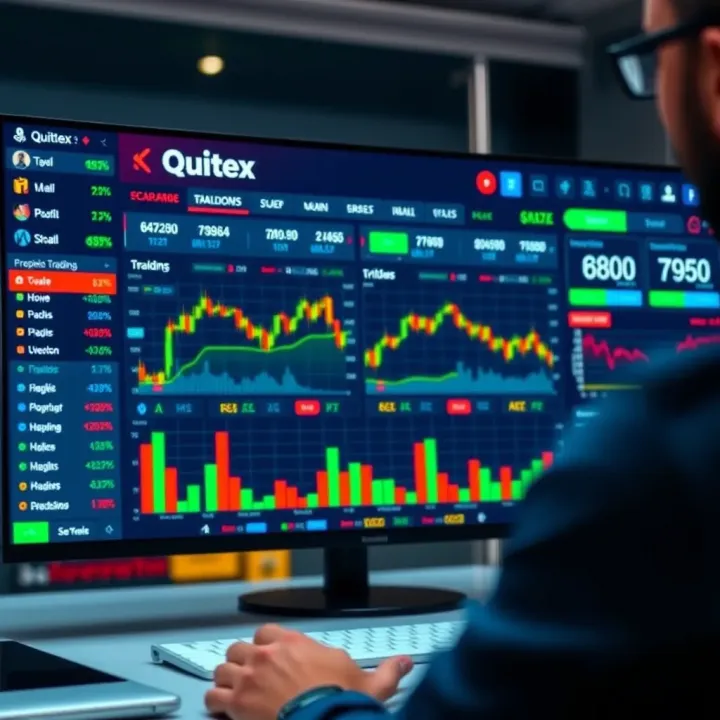 Quotex Trading Platform Dashboard Overview Dashboard display of Quotex.com trading platform featuring various market charts and trading options after successful login