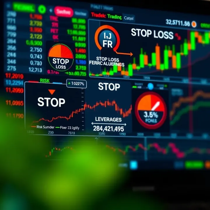 Illustration of risk management concepts including stop loss and leverage indicators