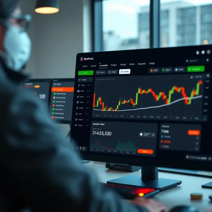 Dashboard overview of RoboForex members area showing account management and trading options