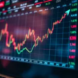 Graph showing upward trend on financial chart with stock market data