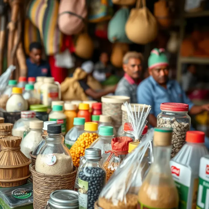 Diverse Products in an East African Market Variety of products displayed in a local market setting in East Africa