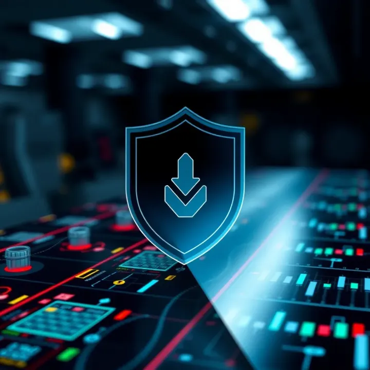 Safety shield icon overlaying a download symbol emphasizing secure binary bots download for trading