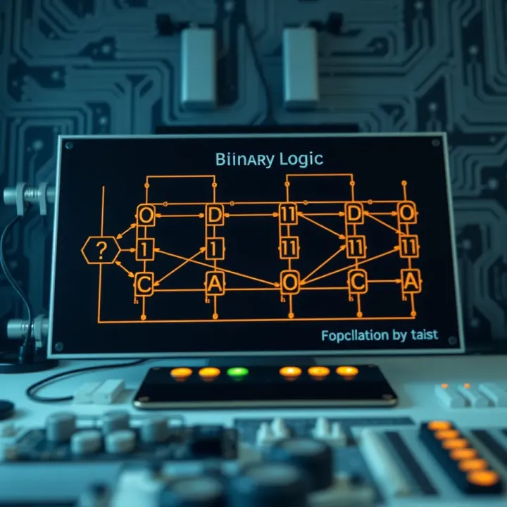 Diagram illustrating the structure of binary logic gates interconnected in a circuit