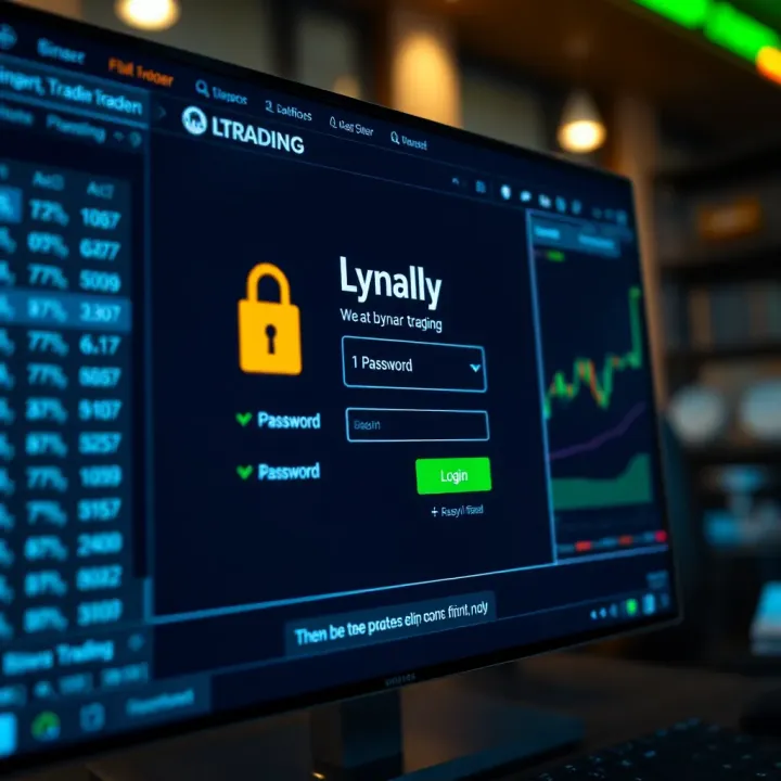 Binary Trading Platform Secure Login Screen Secure login interface for a binary trading platform showing password entry and authentication options