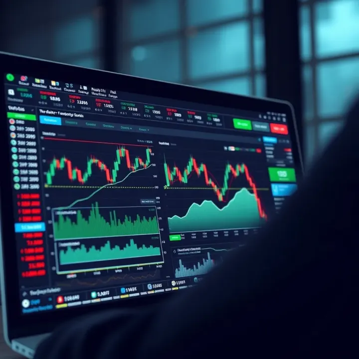 Automated trading interface showing bot.deriv dashboard with market analysis charts and trading signals