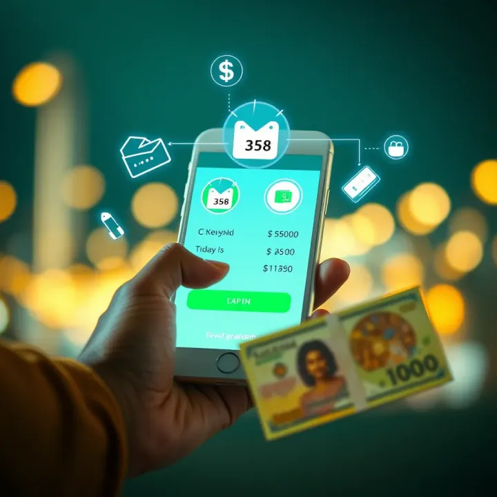 Mobile Transactions and Credit Access via Fast Pesa Illustration of mobile financial transaction with digital credit icons and Kenyan currency