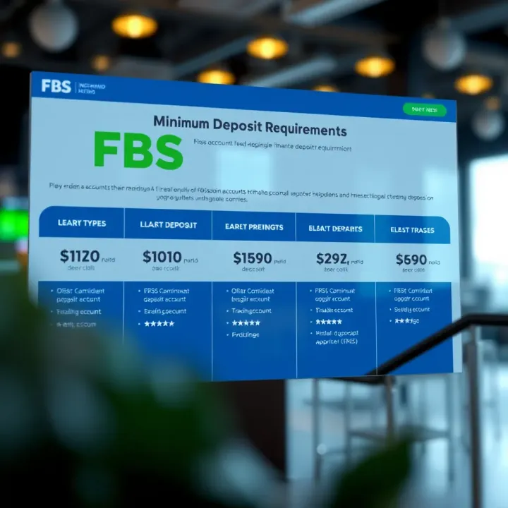 Illustration showing different types of trading accounts available on FBS platform with emphasis on minimum deposit requirements