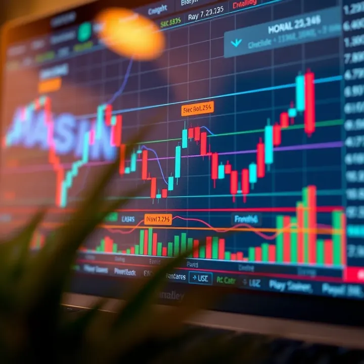 Detailed forex chart displaying various candlestick patterns used for currency market analysis