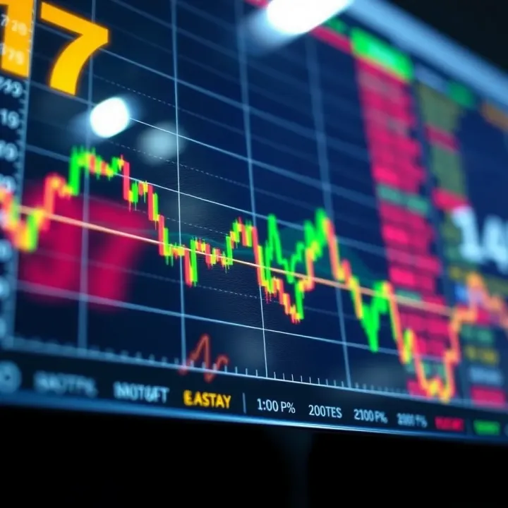 Graph illustrating currency exchange rate fluctuations in the forex market