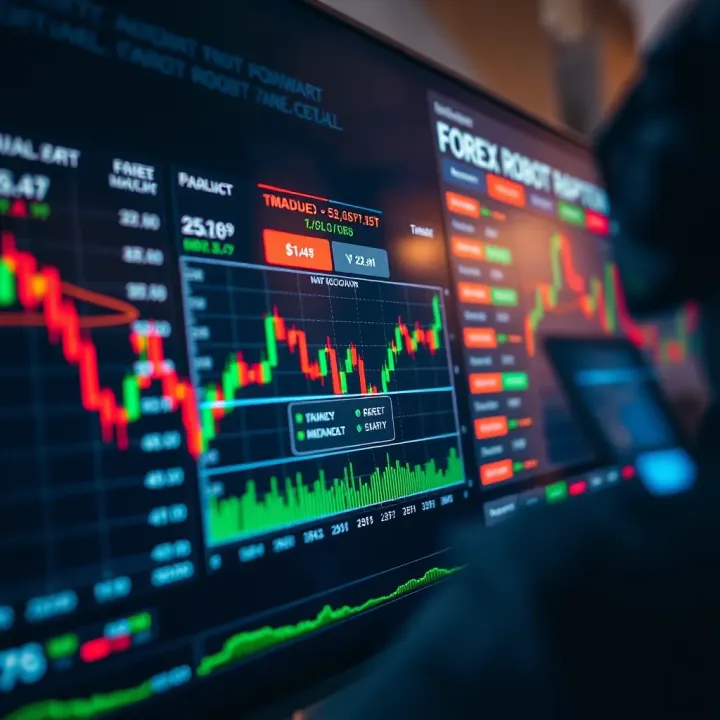 Chart showing forex software selecting currency pairs and managing trades