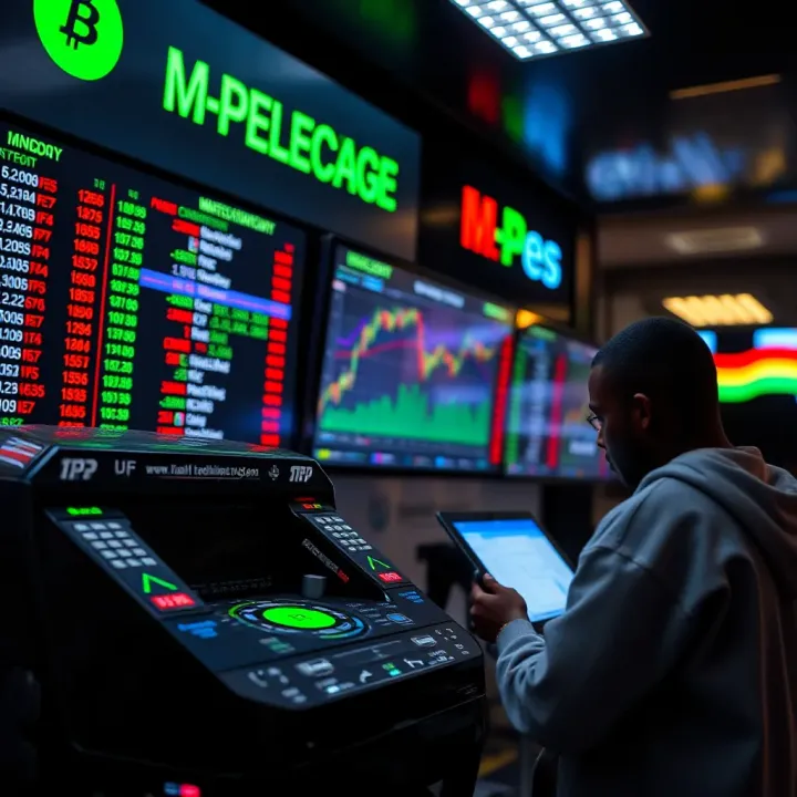Visual representation of digital currency exchange with M-Pesa integration in Kenya