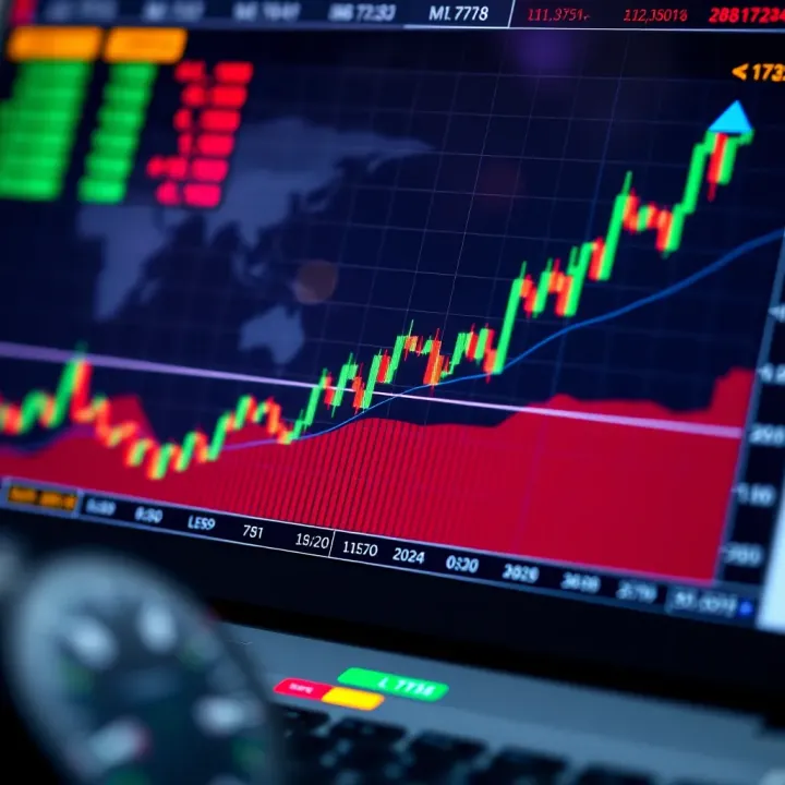 Graph showing upward trend of stock indices on digital trading platform
