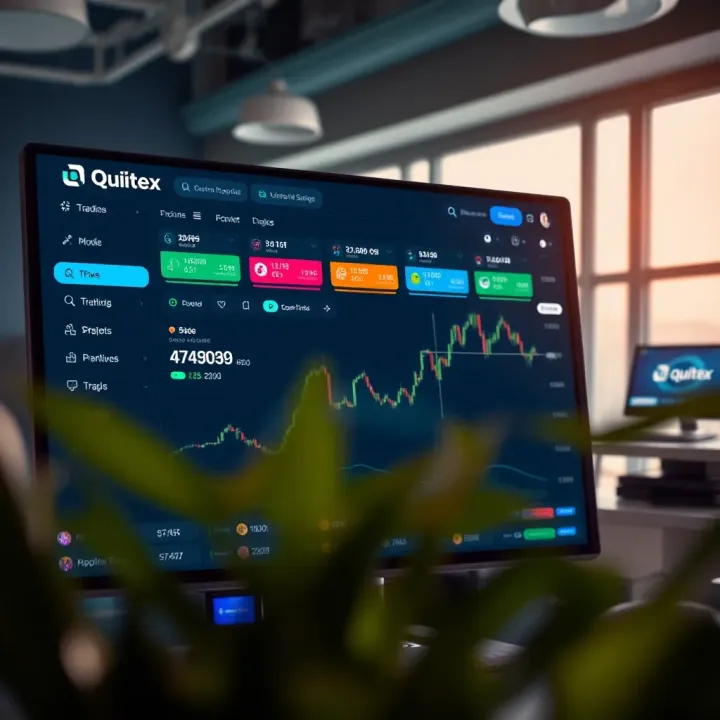 Quotex Trading Platform Dashboard Overview Dashboard view of Quotex trading platform showing various digital asset options and trading tools