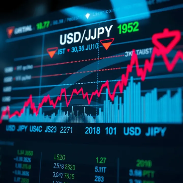 Graph displaying USD to JPY exchange rate trends highlighting key economic indicator impacts