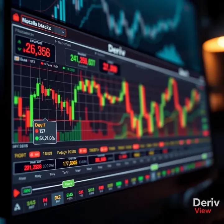 Interactive Deriv Trading View interface displaying diverse financial charts and indicators