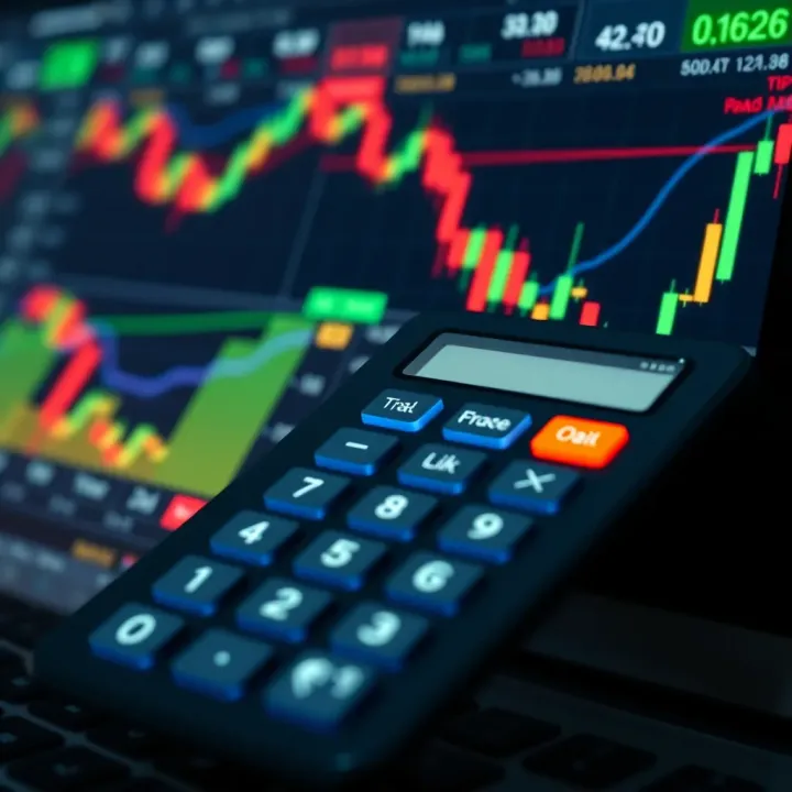 Forex trading interface showing pips calculator tool with input fields and results