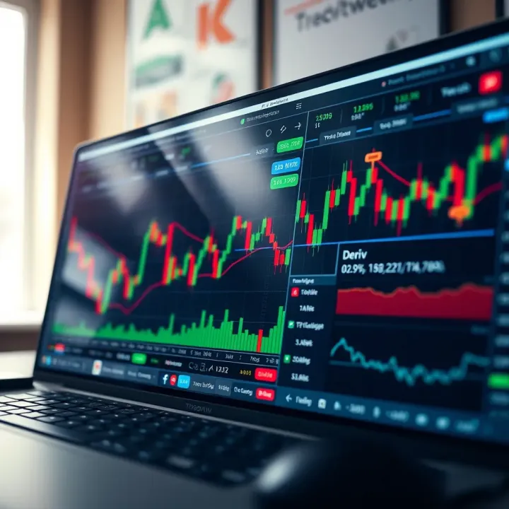 TradingView chart displaying technical indicators alongside Deriv trading interface