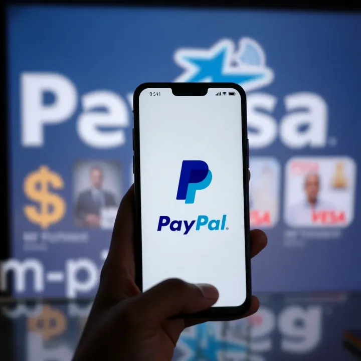 Digital Transfer from PayPal to M-Pesa in Kenya Illustration showing a mobile phone displaying the PayPal app alongside a Kenyan M-Pesa logo symbolizing digital money transfer